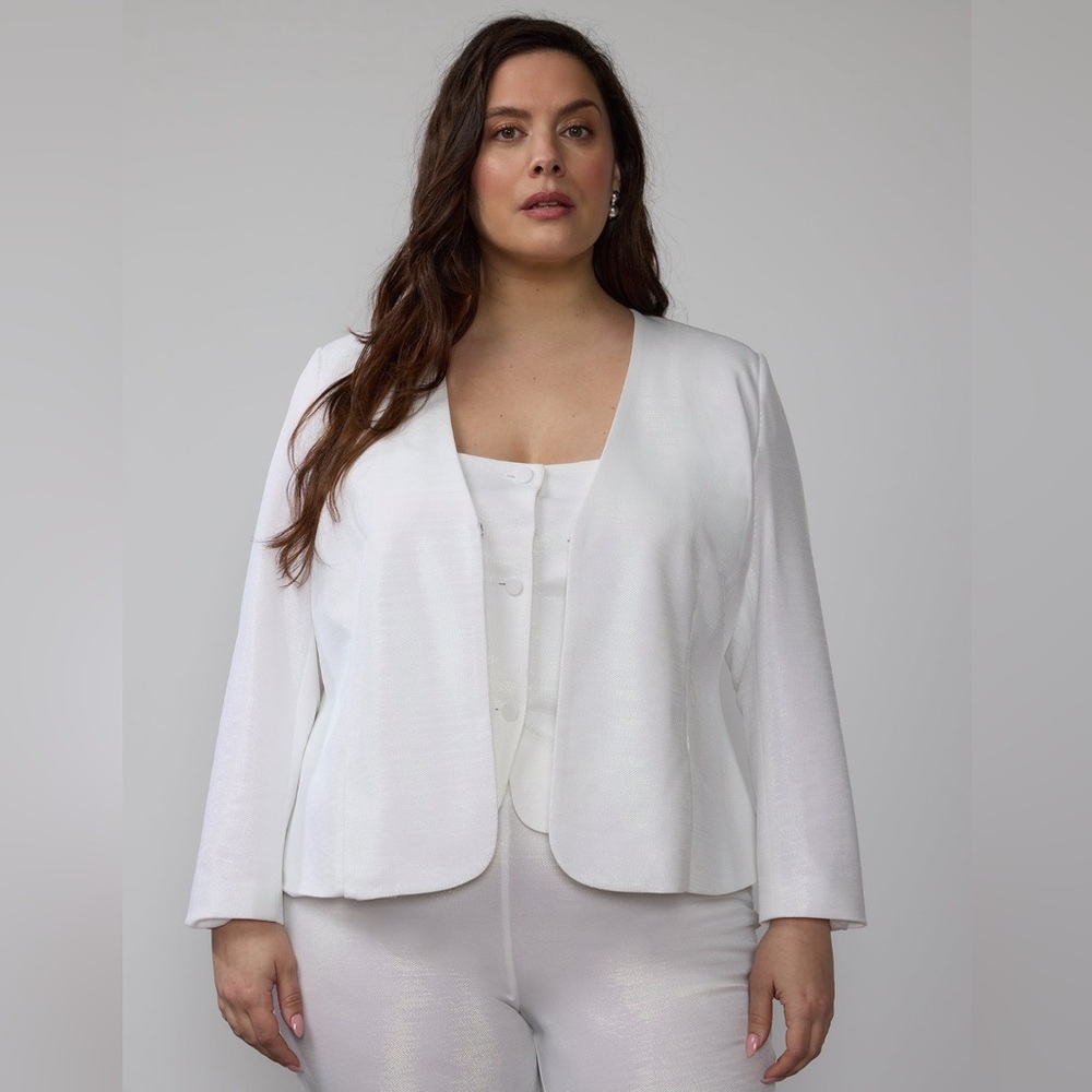 White Women's Open-Front Jacket - Elegant Lightweight Coat